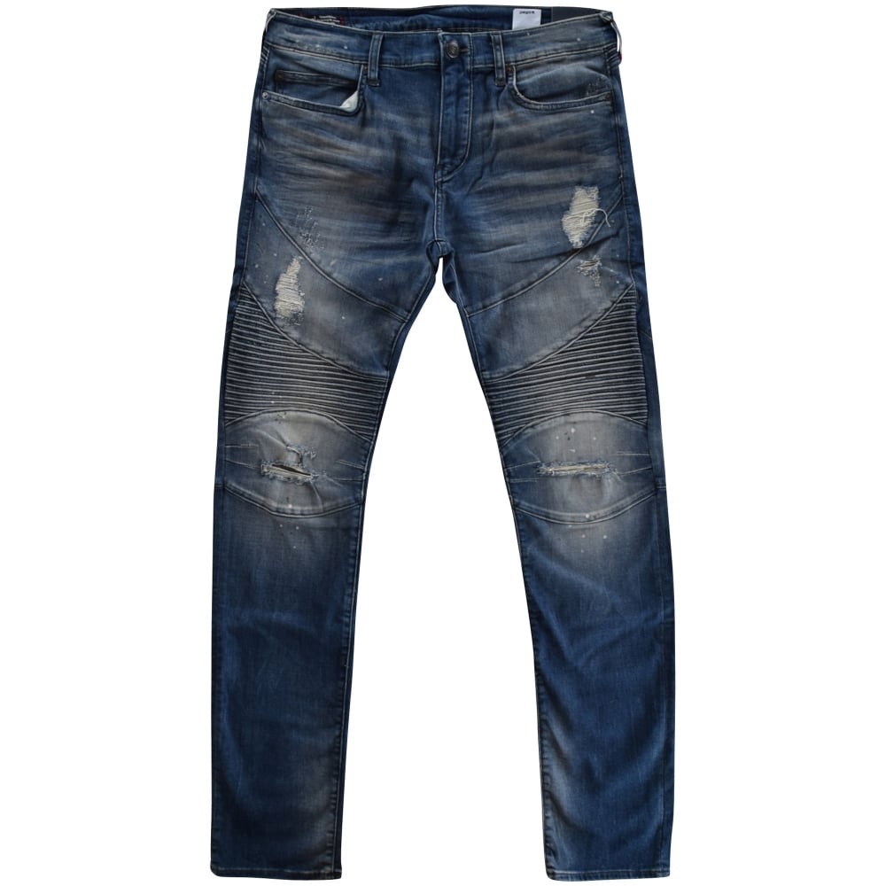 TRUE RELIGION
Blue Rocco Distressed Biker Jeans